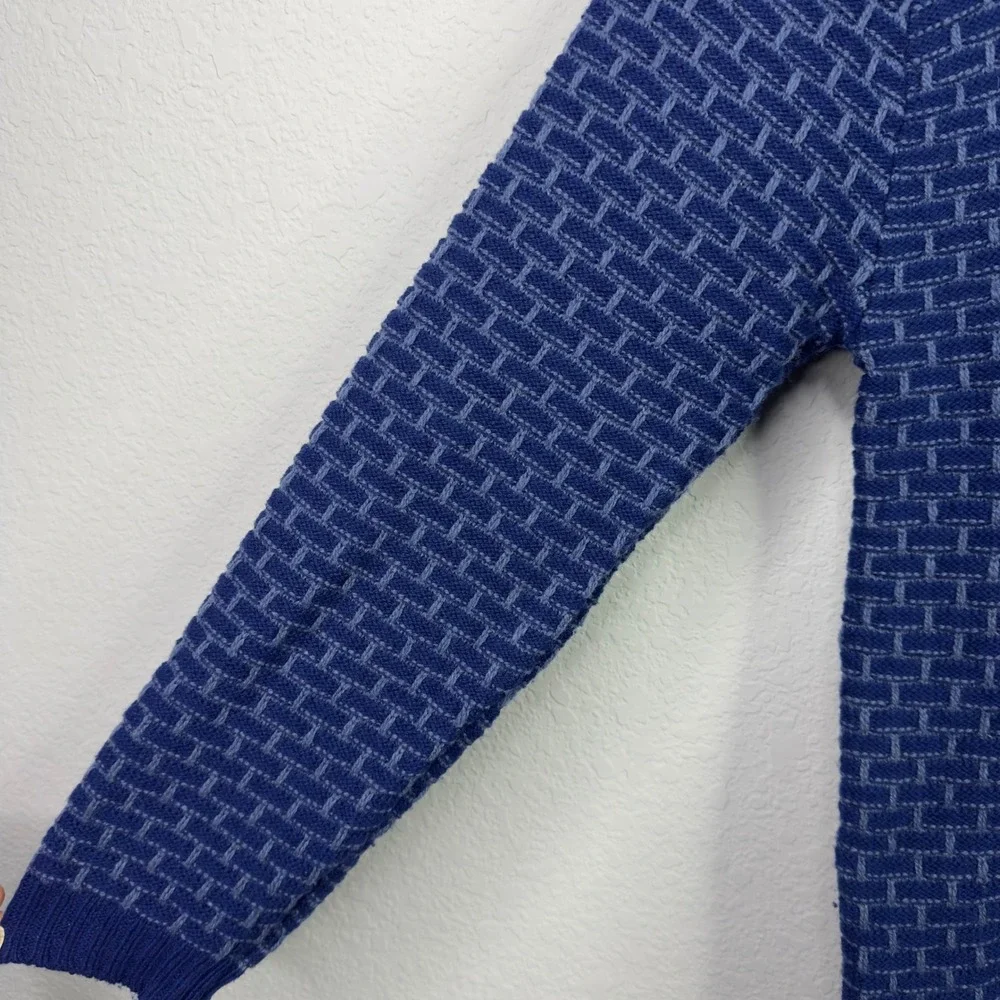 McConnell Sweater Mens L Blue Irish Merino Wool Brick Made in Ireland Grandpa‎